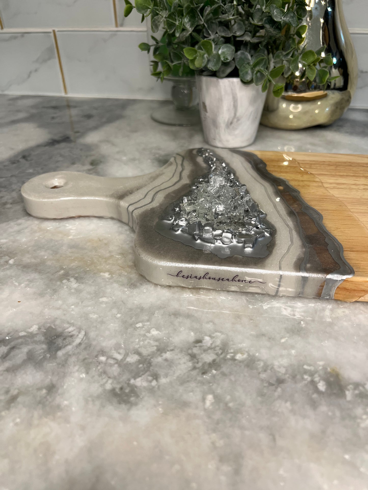 Silver and White Charcuterie Board