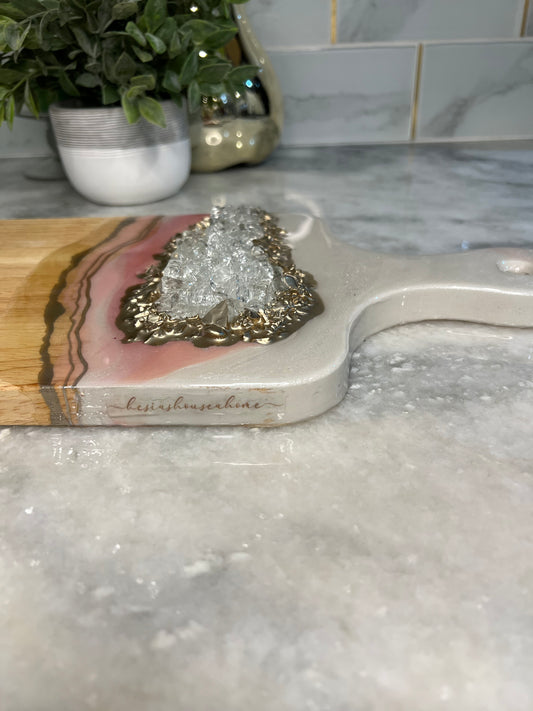 Pink White and Rose Gold Charcuterie Board