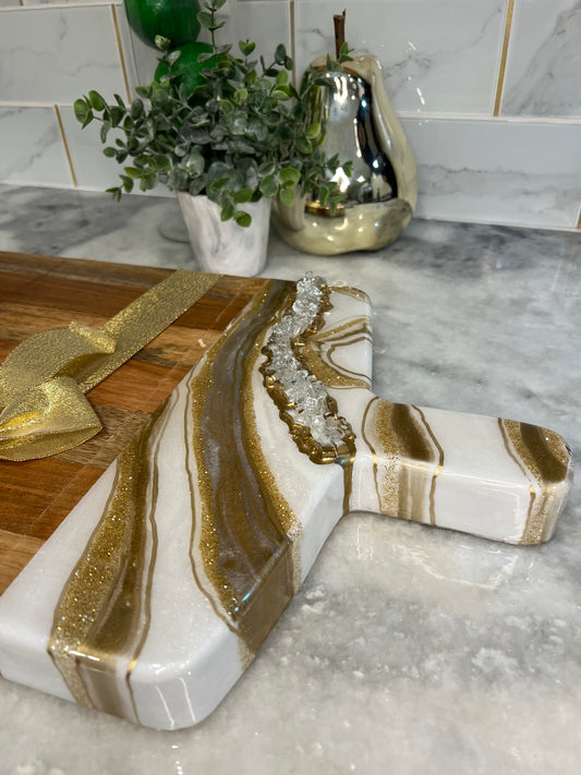 Gold and White Charcuterie Board